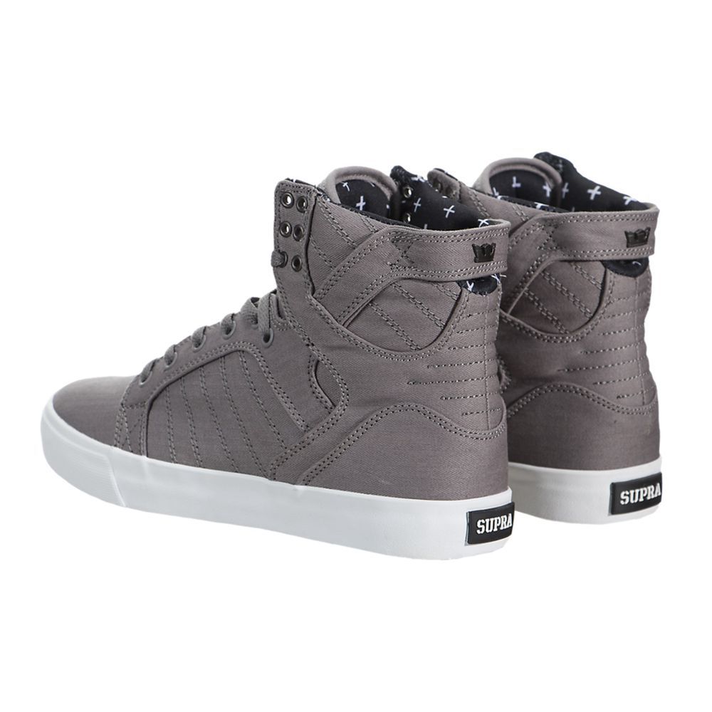 Baskets Montantes Supra SkyTop Grise Grey/Print-White Homme | PIJ-70801379